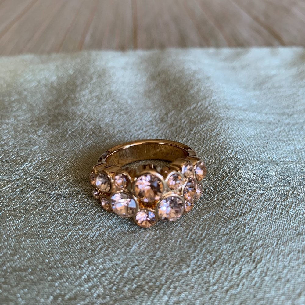 Gold Tone Crystal Ring, 8